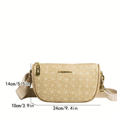 Vintage Geometric Pattern Crossbody Bag With Wide Strap