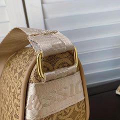 Vintage Geometric Pattern Crossbody Bag With Wide Strap