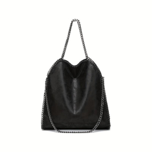 Soft Leather Top Handle Casual Pocket Ladies Tote Chain Shoulder Bag