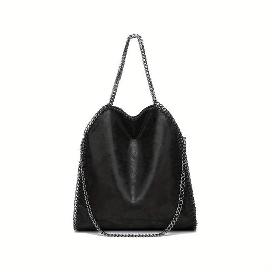 Soft Leather Top Handle Casual Pocket Ladies Tote Chain Shoulder Bag