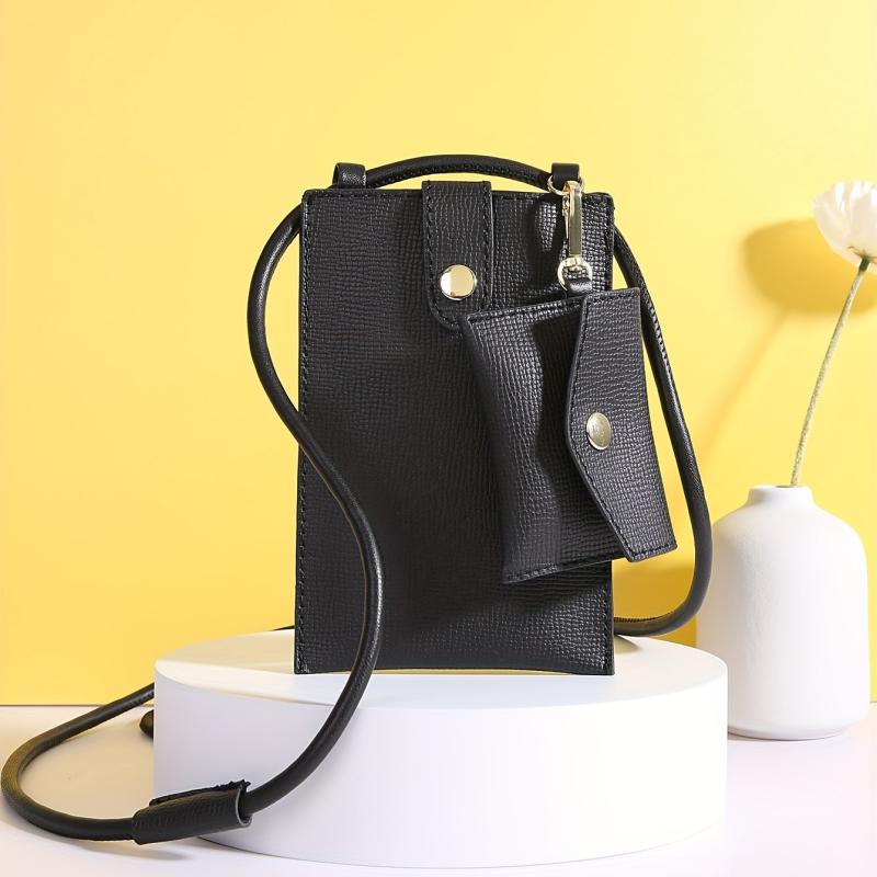 Solid Mini Crossbody Bag with Coin Purse for Women