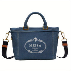 Vintage Denim Crossbody Bag Retro Shoulder Bag Classic Handbag
