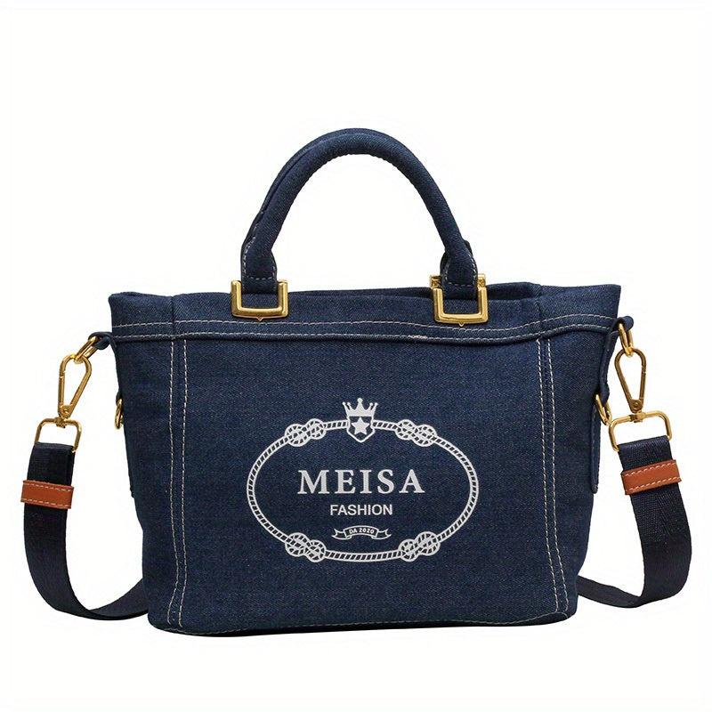 Vintage Denim Crossbody Bag Retro Shoulder Bag Classic Handbag