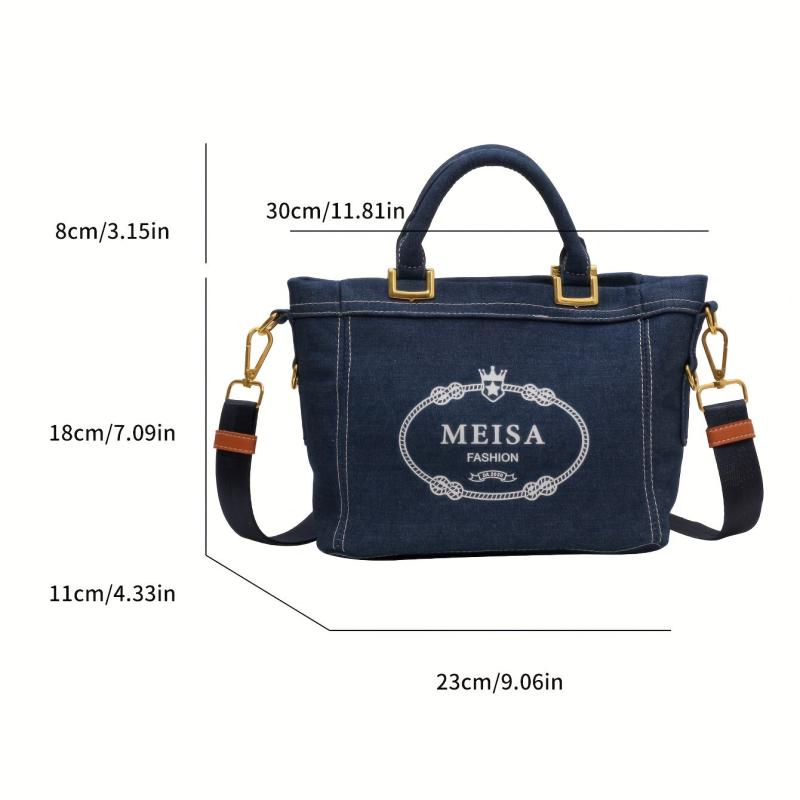 Vintage Denim Crossbody Bag Retro Shoulder Bag Classic Handbag