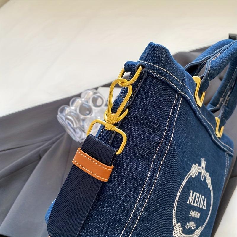 Vintage Denim Crossbody Bag Retro Shoulder Bag Classic Handbag