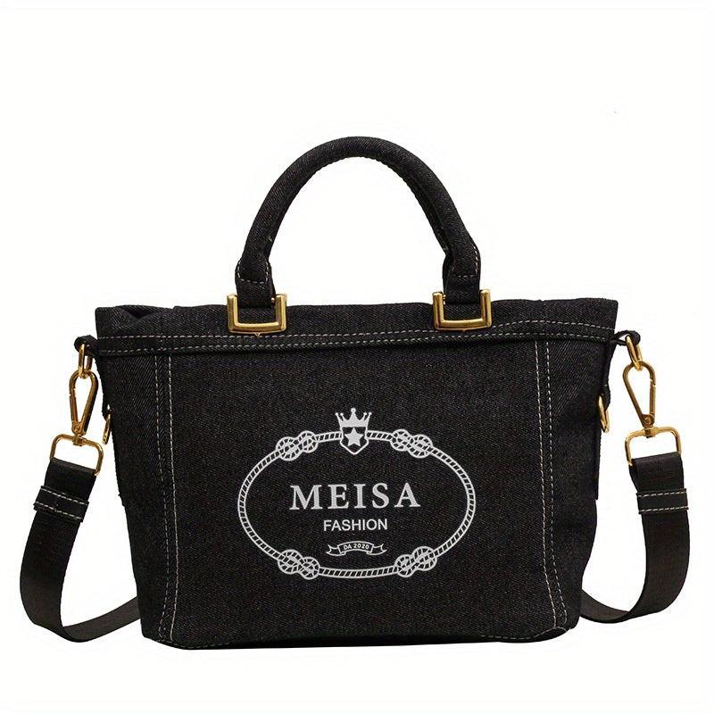 Vintage Denim Crossbody Bag Retro Shoulder Bag Classic Handbag