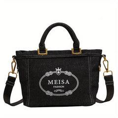 Vintage Denim Crossbody Bag Retro Shoulder Bag Classic Handbag