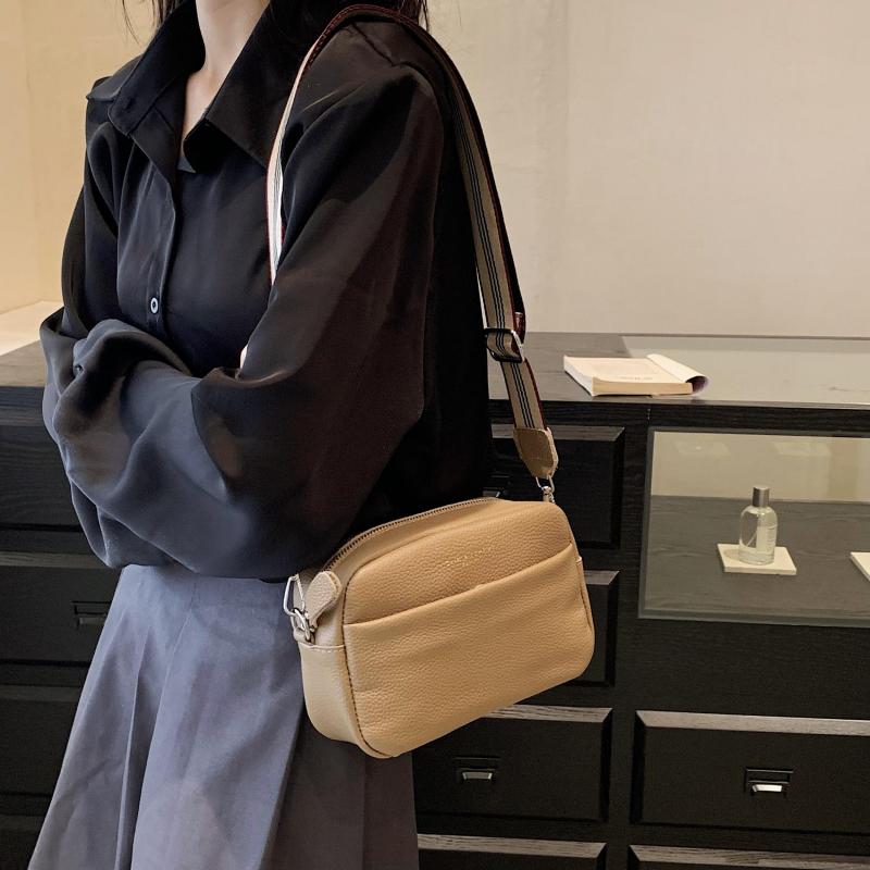 Leather Crossbody Bag for Women Solid Square Purse Pockets