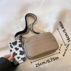 Leather Crossbody Bag for Women Solid Square Purse Pockets