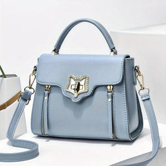 Square Handbag Turn Lock Flap Crossbody Bag