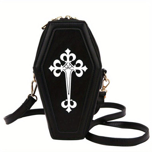 Gothic Crossbody Bags Y2K Style Coffin Shape Shoulder Bag