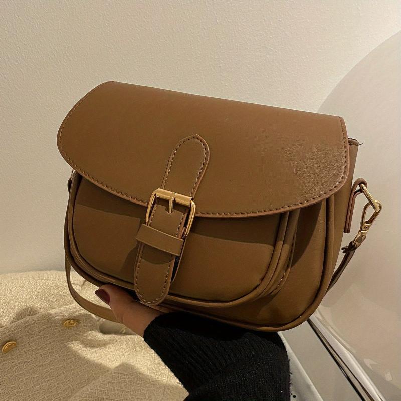 Vintage Shoulder Bag Minimalist Solid Crossbody Purse