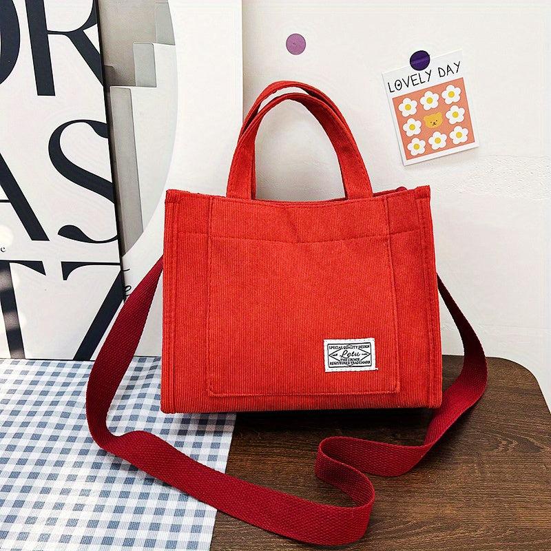 Large Capacity Corduroy Canvas Crossbody Bag for Women