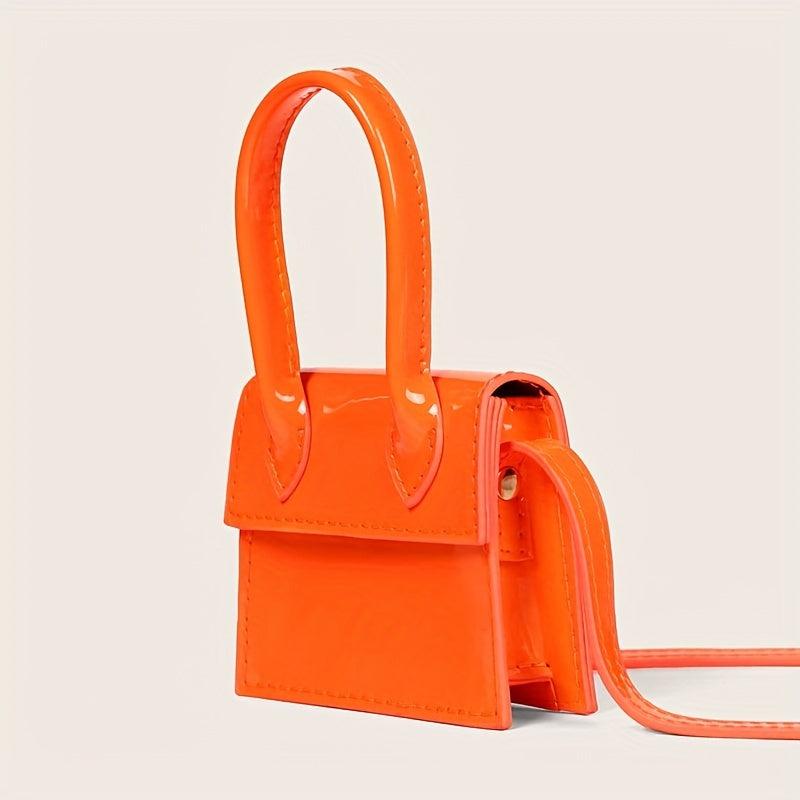 Glossy Solid Mini Shoulder Bag PU Leather Crossbody Bag