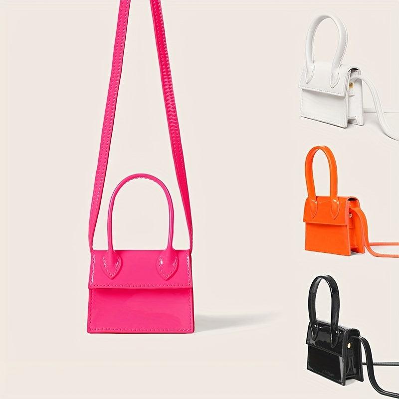 Glossy Solid Mini Shoulder Bag PU Leather Crossbody Bag