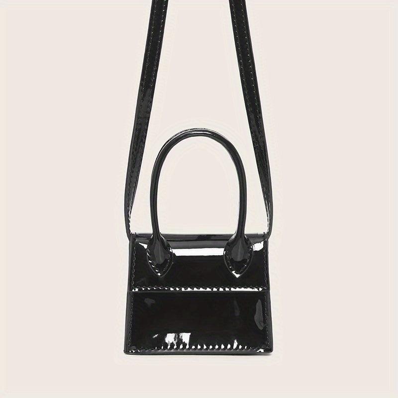 Glossy Solid Mini Shoulder Bag PU Leather Crossbody Bag