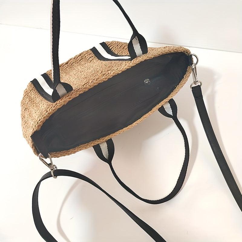Beach Straw Tote Bag Lightweight Woven Bag Casual Crossbody Bag