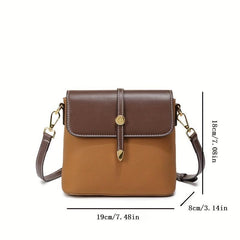 Leather Crossbody Bag Contrast Flap Square Bag Shoulder Purse