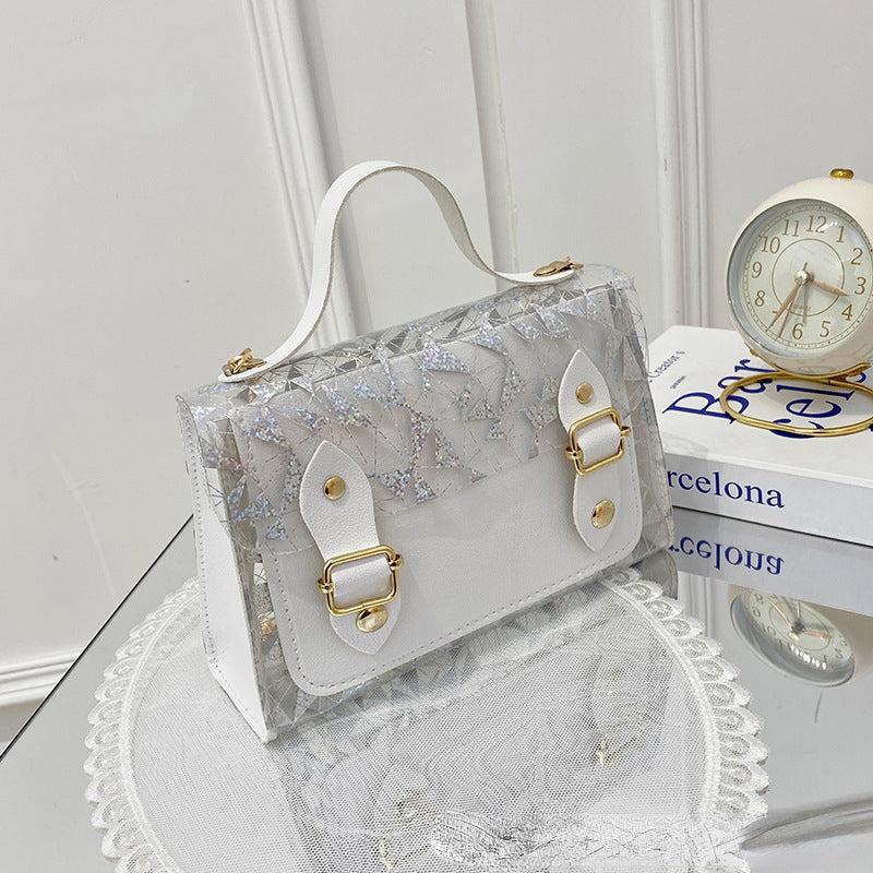 Stylish Crossbody Flap Bag with Geometric Pattern and Sequins