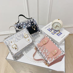 Stylish Crossbody Flap Bag with Geometric Pattern and Sequins