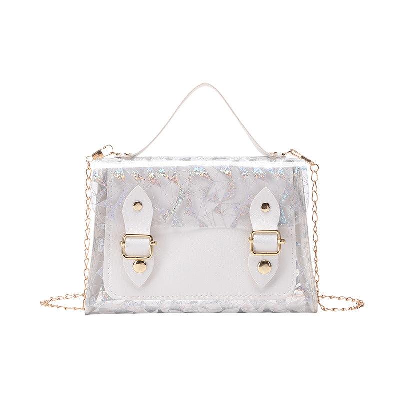 Stylish Crossbody Flap Bag with Geometric Pattern and Sequins