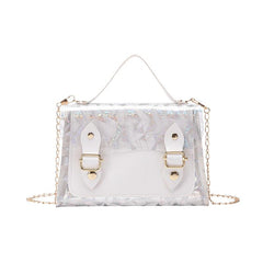 Stylish Crossbody Flap Bag with Geometric Pattern and Sequins