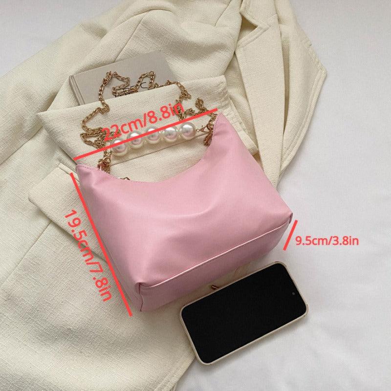 Stylish Beaded Handle Crossbody Chain Bag for Dating