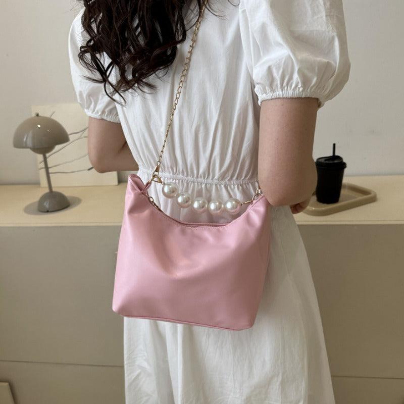 Stylish Beaded Handle Crossbody Chain Bag for Dating