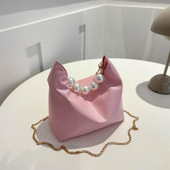 Stylish Beaded Handle Crossbody Chain Bag for Dating