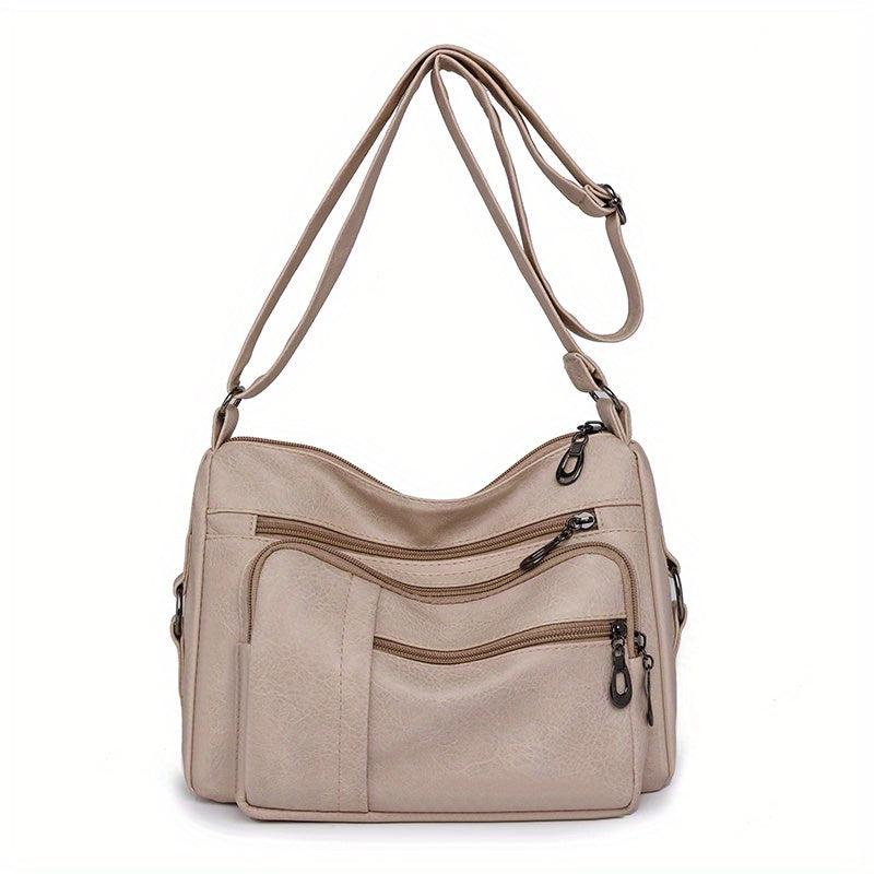 Vintage Crossbody Bag For Women Pockets Shoulder Bag PU Leather Every Purse