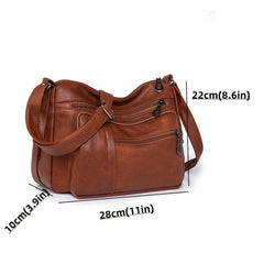 Vintage Crossbody Bag For Women Pockets Shoulder Bag PU Leather Every Purse