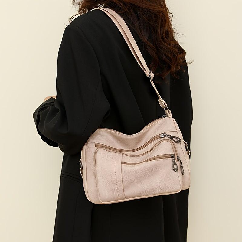 Vintage Crossbody Bag For Women Pockets Shoulder Bag PU Leather Every Purse