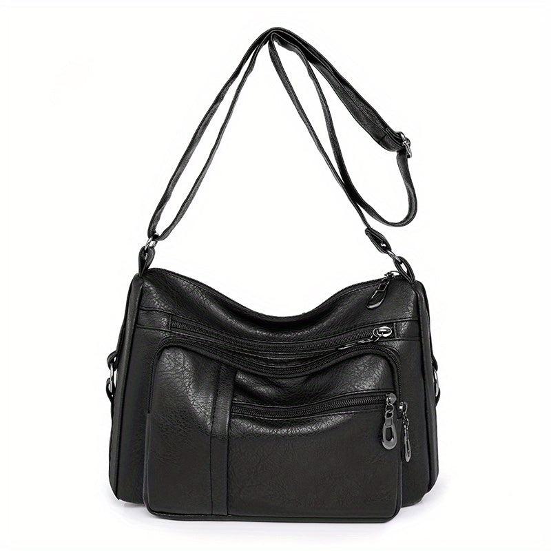Vintage Crossbody Bag For Women Pockets Shoulder Bag PU Leather Every Purse