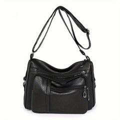 Vintage Crossbody Bag For Women Pockets Shoulder Bag PU Leather Every Purse