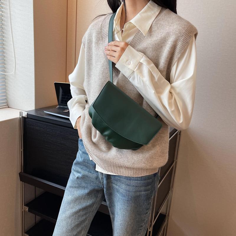 Vintage Vegan Crossbody Bag Minimalist PU Shoulder Bag