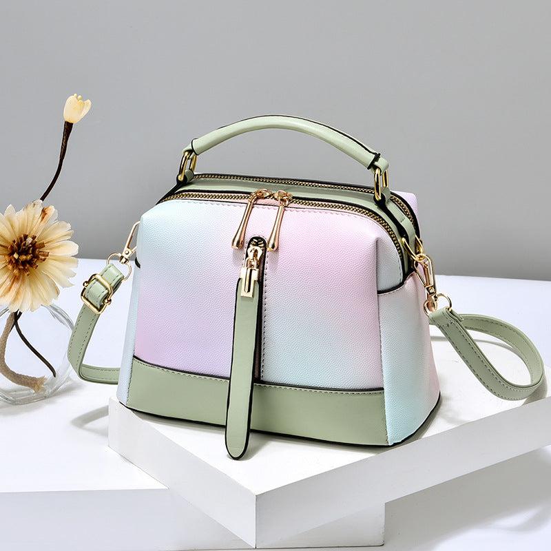 Metal Decor Ombre Satchel Bag Zipper Shoulder Bag