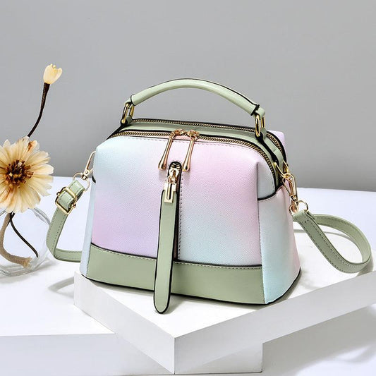Metal Decor Ombre Satchel Bag Zipper Shoulder Bag