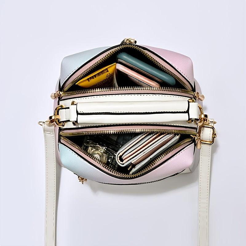 Metal Decor Ombre Satchel Bag Zipper Shoulder Bag