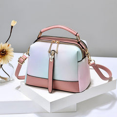 Metal Decor Ombre Satchel Bag Zipper Shoulder Bag