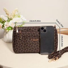 Vintage Arrow Pattern Square Shoulder Bag Classic Zipper Crossbody Bag