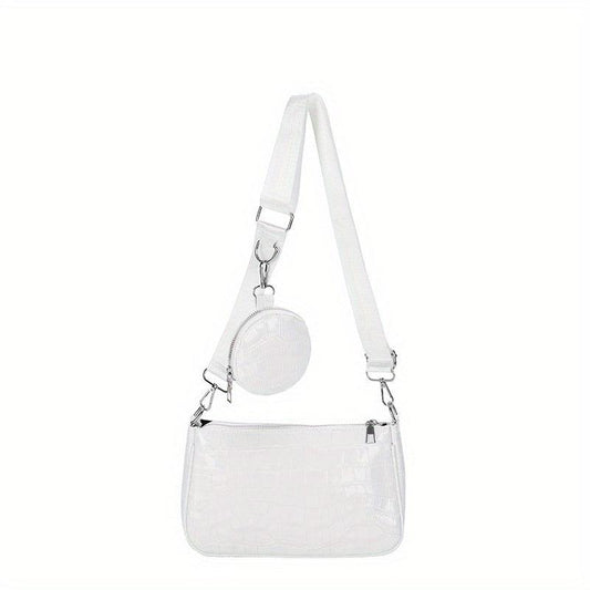 Crocodile Pattern Shoulder Bag Crossbody Bag With Mini Purse