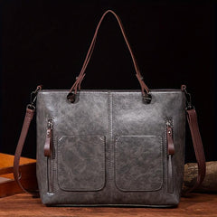 Large Capacity PU Leather Tote Bag Shoulder Bag