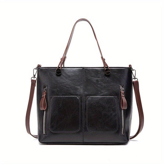 Large Capacity PU Leather Tote Bag Shoulder Bag