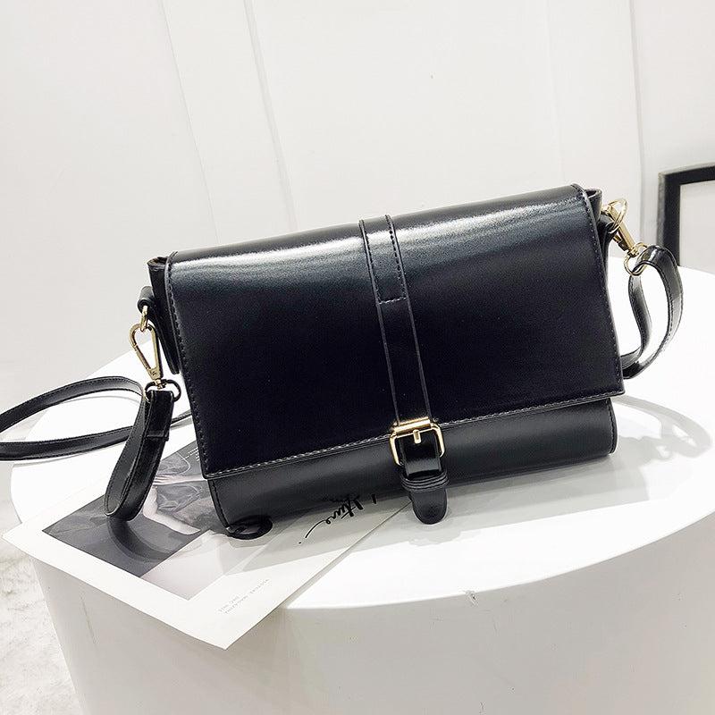 Vintage Square Crossbody Bag PU Leather Textured Flap Bag Purse