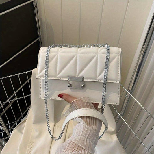 Minimalist Square Shoulder Bag Solid Chain Bag All Match Classic Crossbody Bag