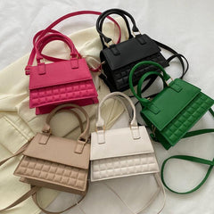 Mini Lattice Pattern Handheld Crossbody Bag PU Leather Classic Bag