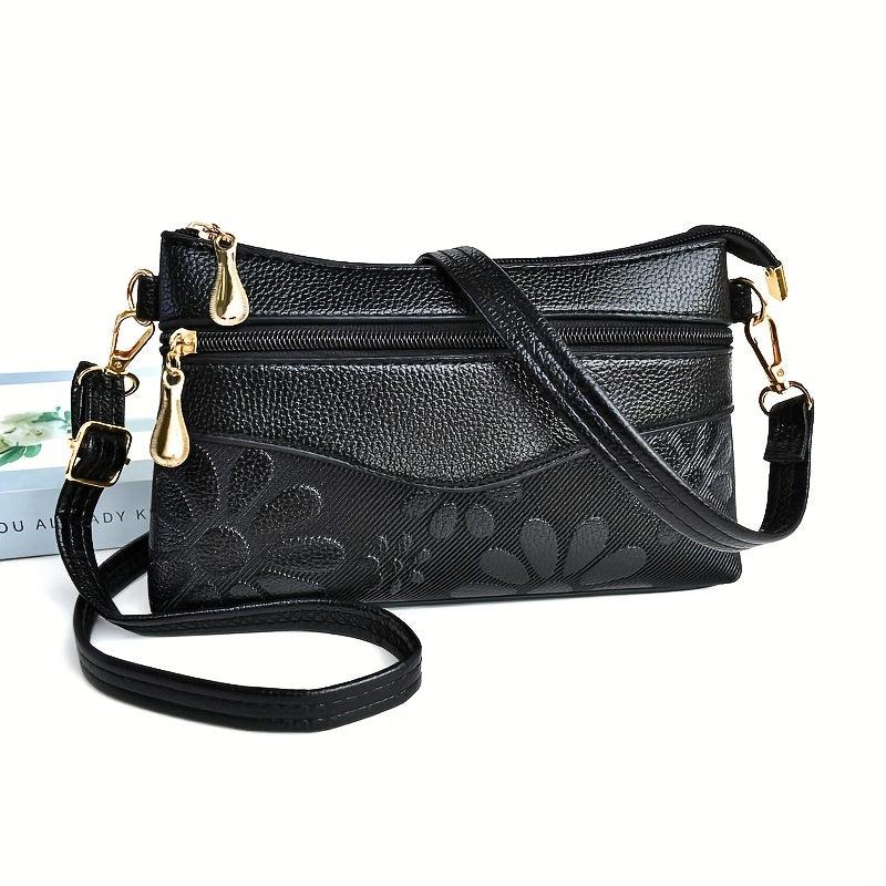 Flower Embossed Crossbody Bag for Women