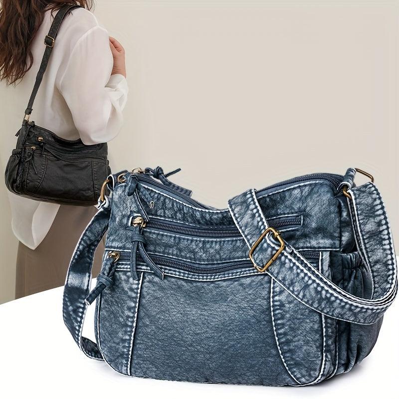 Vintage Crossbody Bag PU Leather Textured Purse