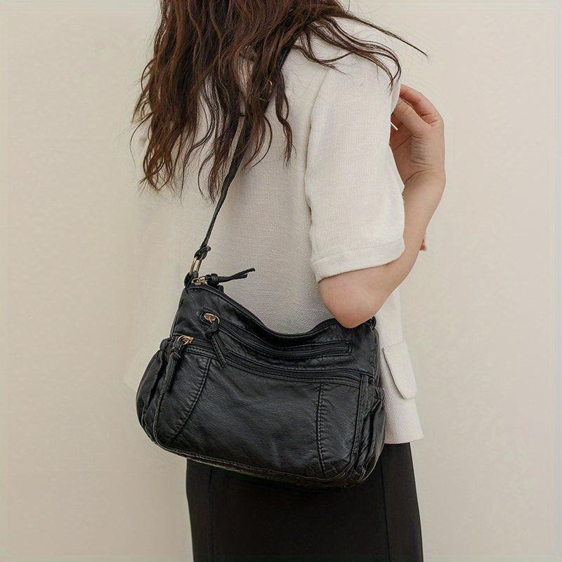 Vintage Crossbody Bag PU Leather Textured Purse