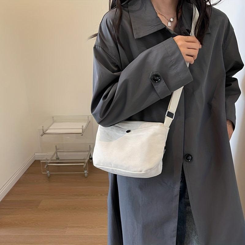 Casual Canvas Crossbody Bag Solid Shoulder Zipper Bag